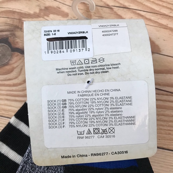 Vans Off The Wall 3 Pairs No Show Socks/Footies - Picture 9 of 12